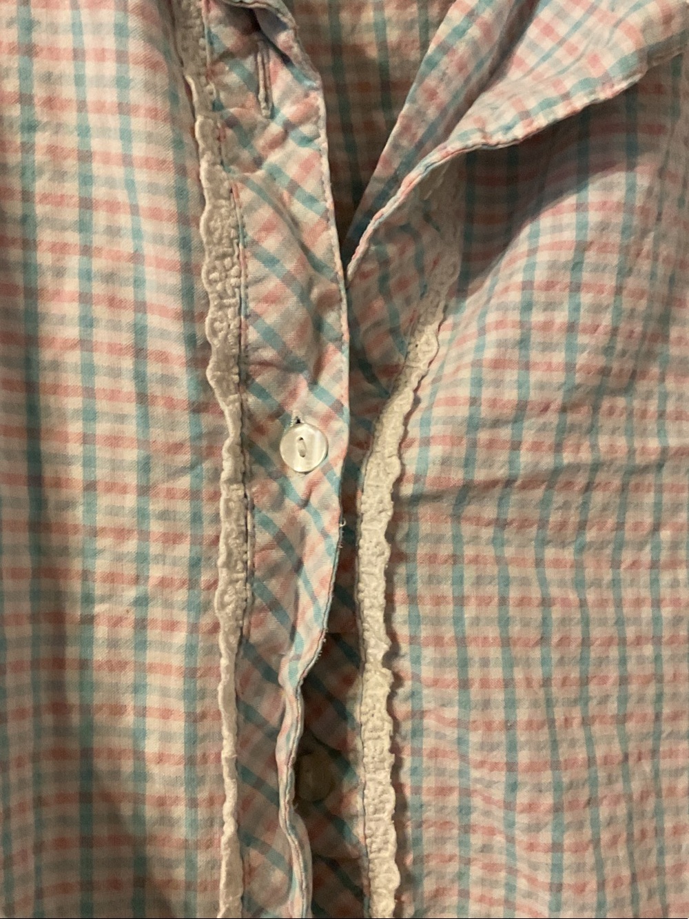 Classic Cotton tog shop.vintage checked Pajama Set with Ruffle Trim - size XLP - Picture 4 of 5